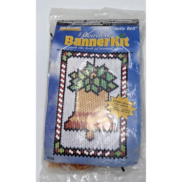 The Beadery Christmas Holly Bell Beaded Banner Kit Look of Stained Glass R81773 - Picture 1 of 8